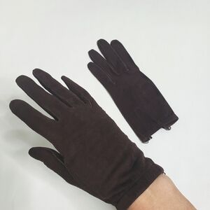 Vintage Bonwit Teller brown suede leather gloves 6.5